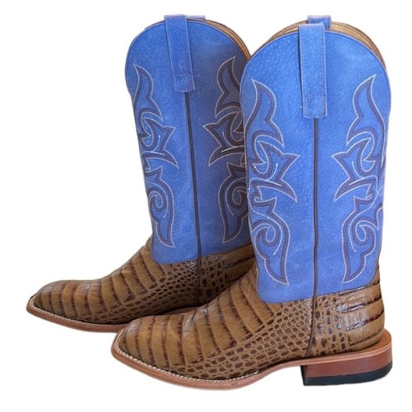 MEN'S HORSE POWER TOASTED PECAN BLUE SENSATION CAIMAN PRINT WESTERN BOOT 10D - Picture 5 of 8